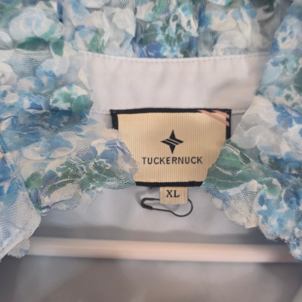 Tuckernuck Organza Palmerston Dress Water's Edge Hydrangea XL Feminine Whimsical - Picture 8 of 16